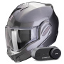 Casque Modulable Scorpion Exo Tech Evo Pro Solid Grey + Kit Bluetooth Lokui K30