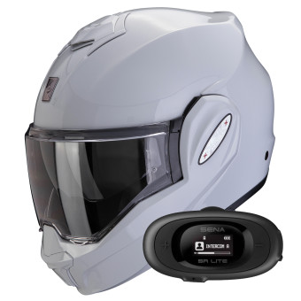 Casque Modulable Scorpion Exo Tech Evo Pro Solid Light Grey + Kit bluetooth 5R Lite