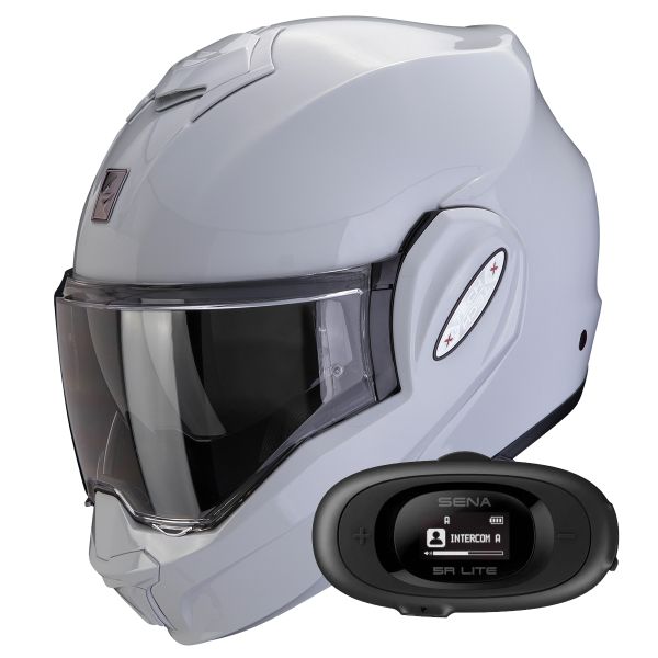 Casque Modulable Scorpion Exo Tech Evo Pro Solid Light Grey + Kit bluetooth 5R Lite Casque Modulable Scorpion Exo Tech Evo Pro Solid Light Grey + Kit bluetooth 5R Lite
