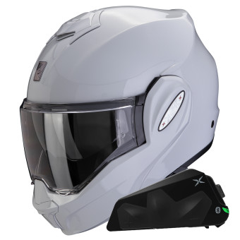 Casque Modulable Scorpion Exo Tech Evo Pro Solid Light Grey + Kit bluetooth Exo-Com Link-1C Casque Modulable Scorpion Exo Tech Evo Pro Solid Light Grey + Kit bluetooth Exo-Com Link-1C