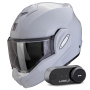 Casque Modulable Scorpion Exo Tech Evo Pro Solid Light Grey + Kit Bluetooth Lokui K30