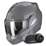 Casque Modulable Scorpion Exo Tech Evo Solid Cement Grey + Kit Bluetooth Lokui K30