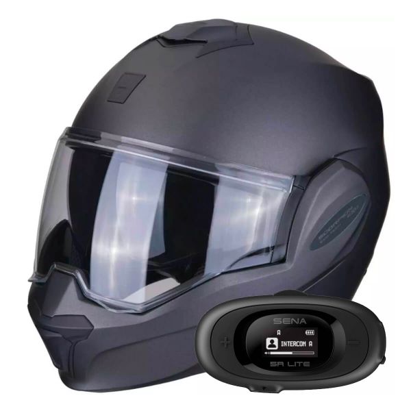 Casque Modulable Scorpion Exo Tech Evo Solid Matt Anthracite + Kit bluetooth 5R Lite