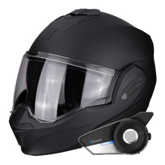 Casque Modulable Scorpion Exo Tech Evo Solid Matt Black + Kit Bluetooth 20S Evo