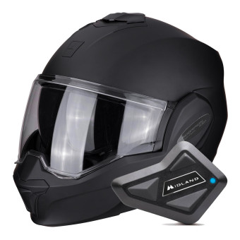 Casque Modulable Scorpion Exo Tech Evo Solid Matt Black + Kit Bluetooth BT Mini