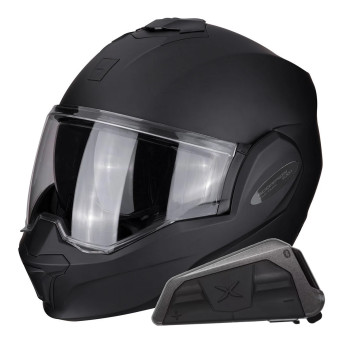 Casque Modulable Scorpion Exo Tech Evo Solid Matt Black + Kit bluetooth Exo-Com Link-1