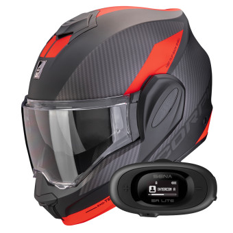 Casque Modulable Scorpion Exo Tech Evo Team Matt Black Silver Red + Kit bluetooth 5R Lite Solo