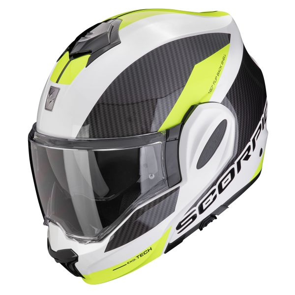 Casque Modulable Scorpion Exo Tech Evo Team White Yellow Fluo