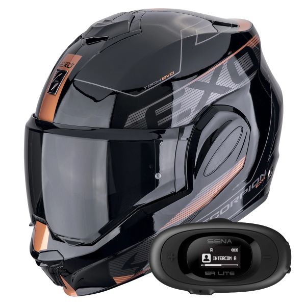 Casque Modulable Scorpion Exo Tech Evo Traveller Black Copper + Kit bluetooth 5R Lite Solo