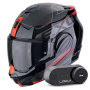 Casque Modulable Scorpion Exo Tech Evo Traveller Black Red + Kit Bluetooth Lokui K30