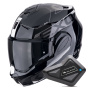 Casque Modulable Scorpion Exo Tech Evo Traveller Black White + Kit Bluetooth BT Mini