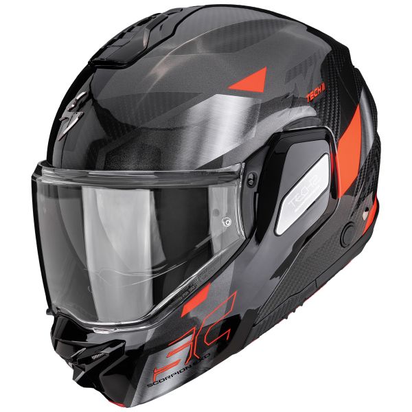 Casque Modulable Scorpion Exo-Tech II Carbon Drift Black Silver Red