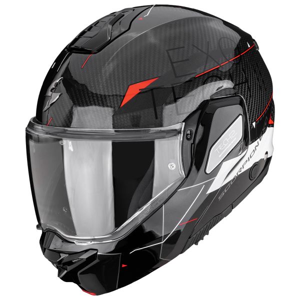Casque Modulable Scorpion Exo-Tech II Carbon Viator Black White Red