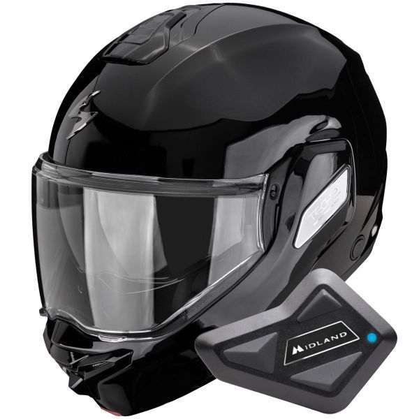 Casque Modulable Scorpion Exo-Tech II Solid Black + Kit Bluetooth BT Mini