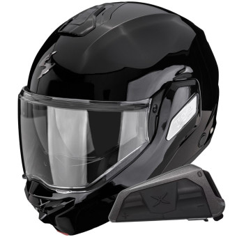 Casque Modulable Scorpion Exo-Tech II Solid Black + Kit bluetooth Exo-Com Link-1