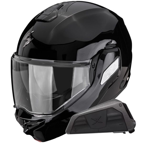 Casque Modulable Scorpion Exo-Tech II Solid Black + Kit bluetooth Exo-Com Link-1
