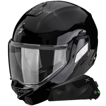 Casque Modulable Scorpion Exo-Tech II Solid Black + Kit bluetooth Exo-Com Link-1C