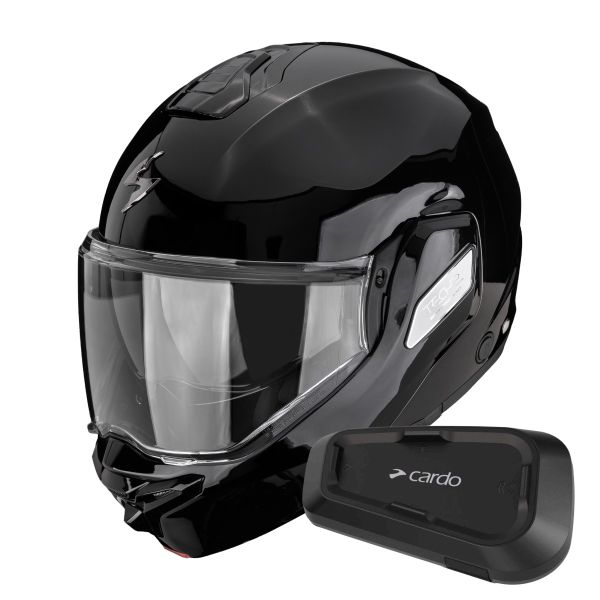 Casque Modulable Scorpion Exo-Tech II Solid Black + Kit Bluetooth Spirit