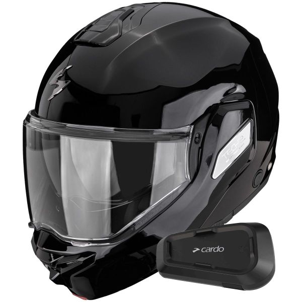 Casque Modulable Scorpion Exo-Tech II Solid Black + Kit Bluetooth Spirit