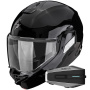 Casque Modulable Scorpion Exo-Tech II Solid Black + Kit Bluetooth Vortex HD