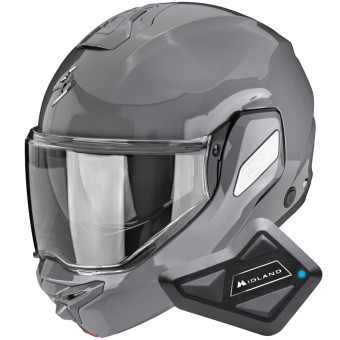 Casque Modulable Scorpion Exo-Tech II Solid Cement Grey + Kit Bluetooth BT Mini