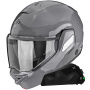 Casque Modulable Scorpion Exo-Tech II Solid Cement Grey + Kit bluetooth Exo-Com Link-1C