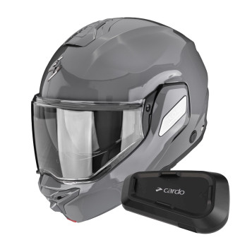 Casque Modulable Scorpion Exo-Tech II Solid Cement Grey + Kit Bluetooth Spirit Casque Modulable Scorpion Exo-Tech II Solid Cement Grey + Kit Bluetooth Spirit