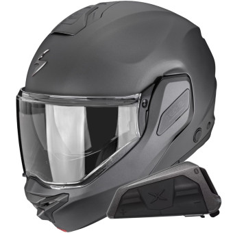 Casque Modulable Scorpion Exo-Tech II Solid Matt Anthracite + Kit bluetooth Exo-Com Link-1