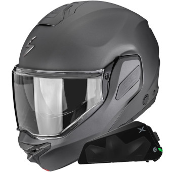 Casque Modulable Scorpion Exo-Tech II Solid Matt Anthracite + Kit bluetooth Exo-Com Link-1C