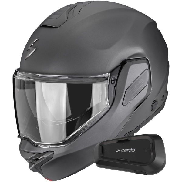 Casque Modulable Scorpion Exo-Tech II Solid Matt Anthracite + Kit Bluetooth Spirit