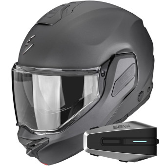 Casque Modulable Scorpion Exo-Tech II Solid Matt Anthracite + Kit Bluetooth Vortex HD