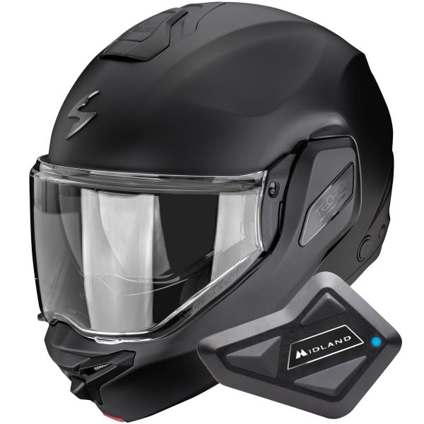 Casque Modulable Scorpion Exo-Tech II Solid Matt Black + Kit Bluetooth BT Mini