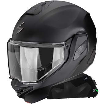 Casque Modulable Scorpion Exo-Tech II Solid Matt Black + Kit bluetooth Exo-Com Link-1C
