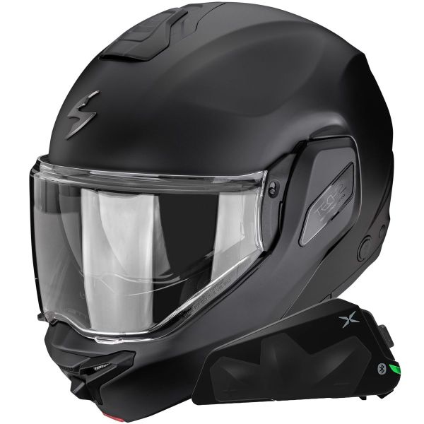 Casque Modulable Scorpion Exo-Tech II Solid Matt Black + Kit bluetooth Exo-Com Link-1C