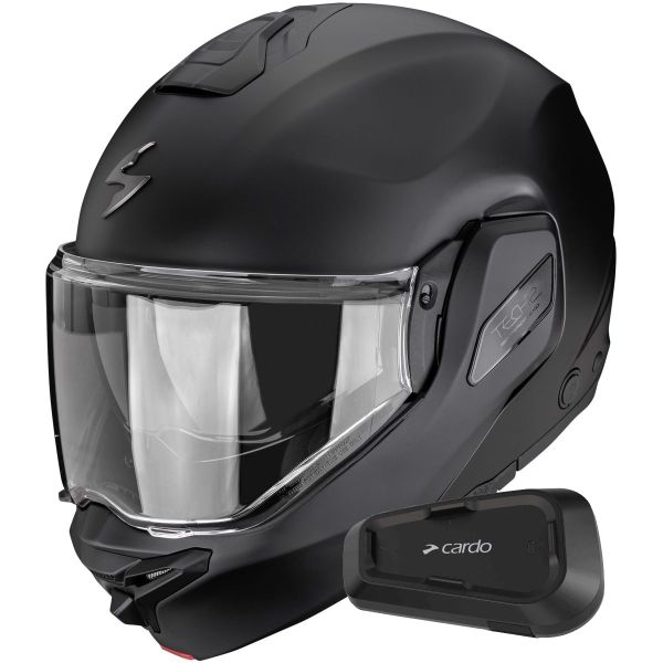 Casque Modulable Scorpion Exo-Tech II Solid Matt Black + Kit Bluetooth Spirit