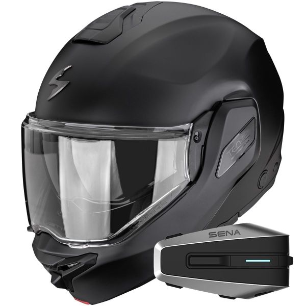 Casque Modulable Scorpion Exo-Tech II Solid Matt Black + Kit Bluetooth Vortex HD