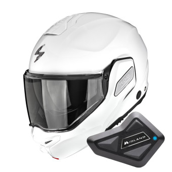 Casque Modulable Scorpion Exo-Tech II Solid White + Kit Bluetooth BT Mini Casque Modulable Scorpion Exo-Tech II Solid White + Kit Bluetooth BT Mini