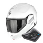 Casque Modulable Scorpion Exo-Tech II Solid White + Kit Bluetooth BT Mini