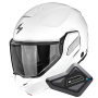 Casque Modulable Scorpion Exo-Tech II Solid White + Kit Bluetooth BT Mini