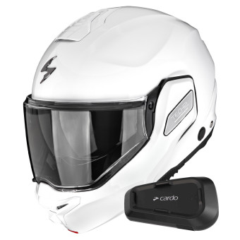 Casque Modulable Scorpion Exo-Tech II Solid White + Kit Bluetooth Spirit