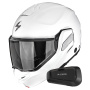 Casque Modulable Scorpion Exo-Tech II Solid White + Kit Bluetooth Spirit