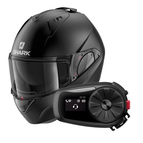 Pack Casque + Kit bluetooth et intercoms : Shark Evo-Es Blank Mat KMA + Kit  Bluetooth 5S Solo | iCasque.com