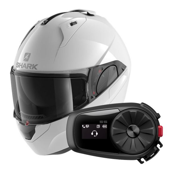 Pack Casque + Kit bluetooth et intercoms : Shark Evo-Es Blank WHU + Kit  Bluetooth 5S Solo | iCasque.com
