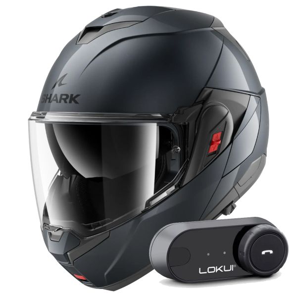 Casque Modulable Shark Oxo Blank A05 + Kit Bluetooth Lokui K30