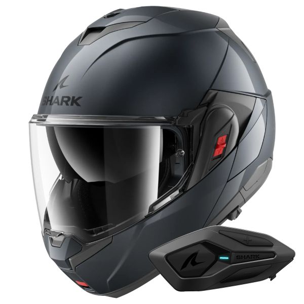 Casque Modulable Shark Oxo Blank A05 + Kit Bluetooth Sena for Shark