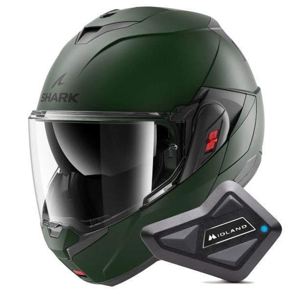 Casque Modulable Shark Oxo Blank Mat G02 + Kit Bluetooth BT Mini