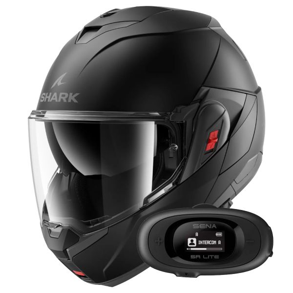 Casque Modulable Shark Oxo Blank Mat KMA + Kit bluetooth 5R Lite Solo