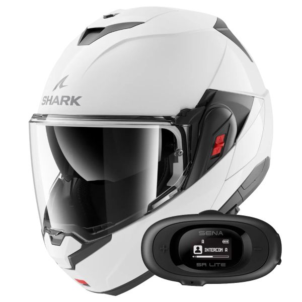 Casque Modulable Shark Oxo Blank W05 + Kit bluetooth 5R Lite Solo