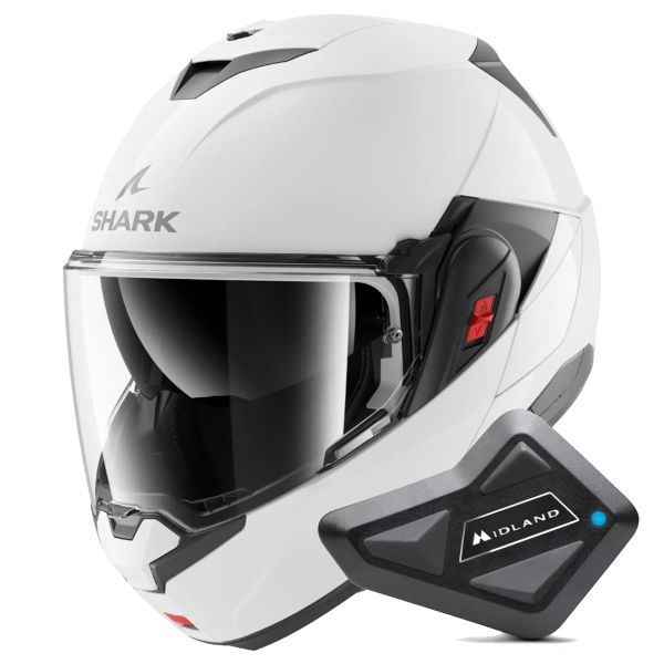 Casque Modulable Shark Oxo Blank W05 + Kit Bluetooth BT Mini Casque Modulable Shark Oxo Blank W05 + Kit Bluetooth BT Mini