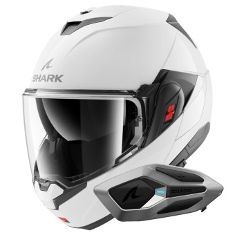 Casque Modulable Shark Oxo Blank W05 + Kit Bluetooth Sena for Shark Mesh Solo